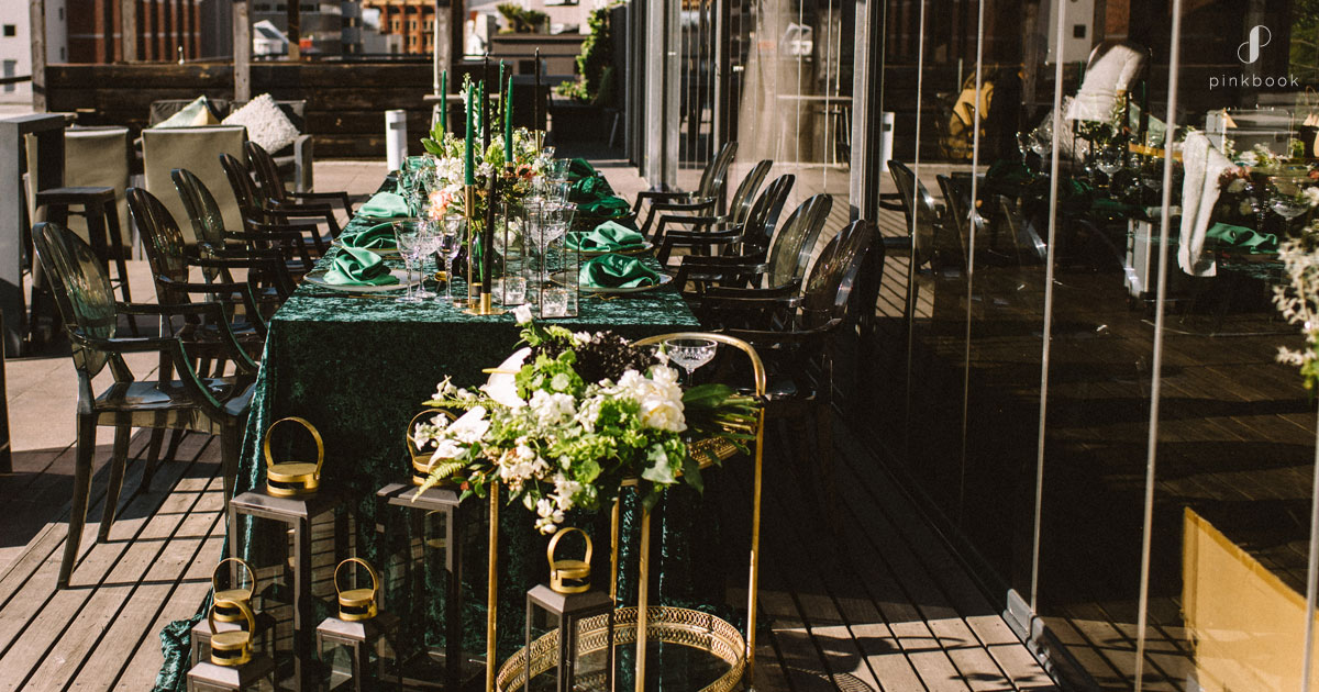 Emerald Green Wedding Inspiration, Emerald Green Wedding Table Settings